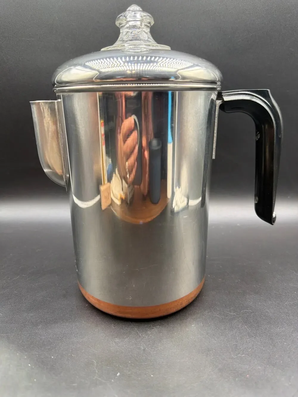 Vintage Revere Ware 1801 Copper Clad Stainless Steel 8 Cup Percolator Complete